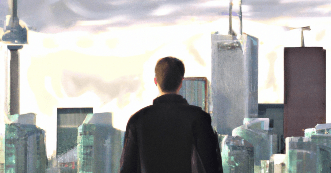 Man interviewing robot for job