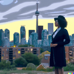 Man looking at Toronto skyline